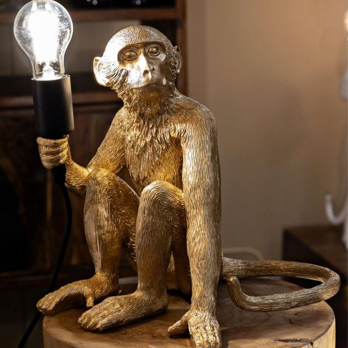 Paris Prix Lampe à Poser Design  Monkey  33cm Or