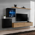 Paris Prix Ensemble Meuble TV  Switch Lamel XV  260cm Naturel & Noir