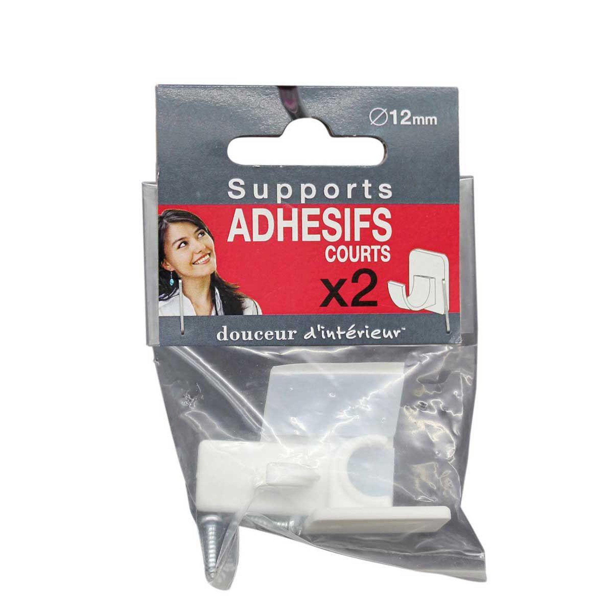 Voir la diapositive 2 : Douceur d'Intérieur Lot de 2 supports adhésifs courts  bistrot  11cm blanc