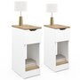 Voir la diapositive 1 : ID MARKET Lot de 2 tables de chevet ANOUK 1 tiroir avec niche blanc et bois