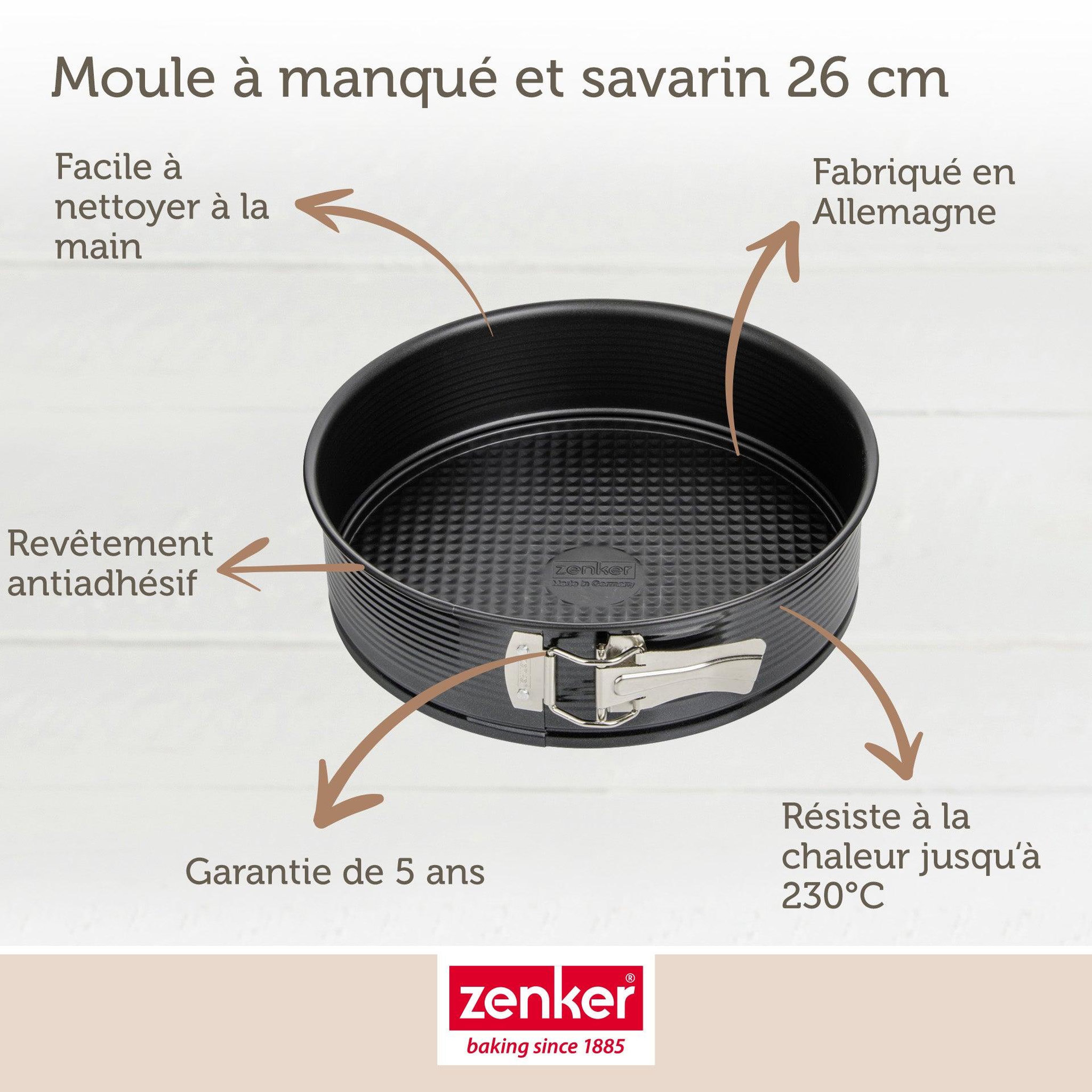 Voir la diapositive 3 : ZENKER Moule à manqué et à savarin double fond 26 cm zenker black metallic
