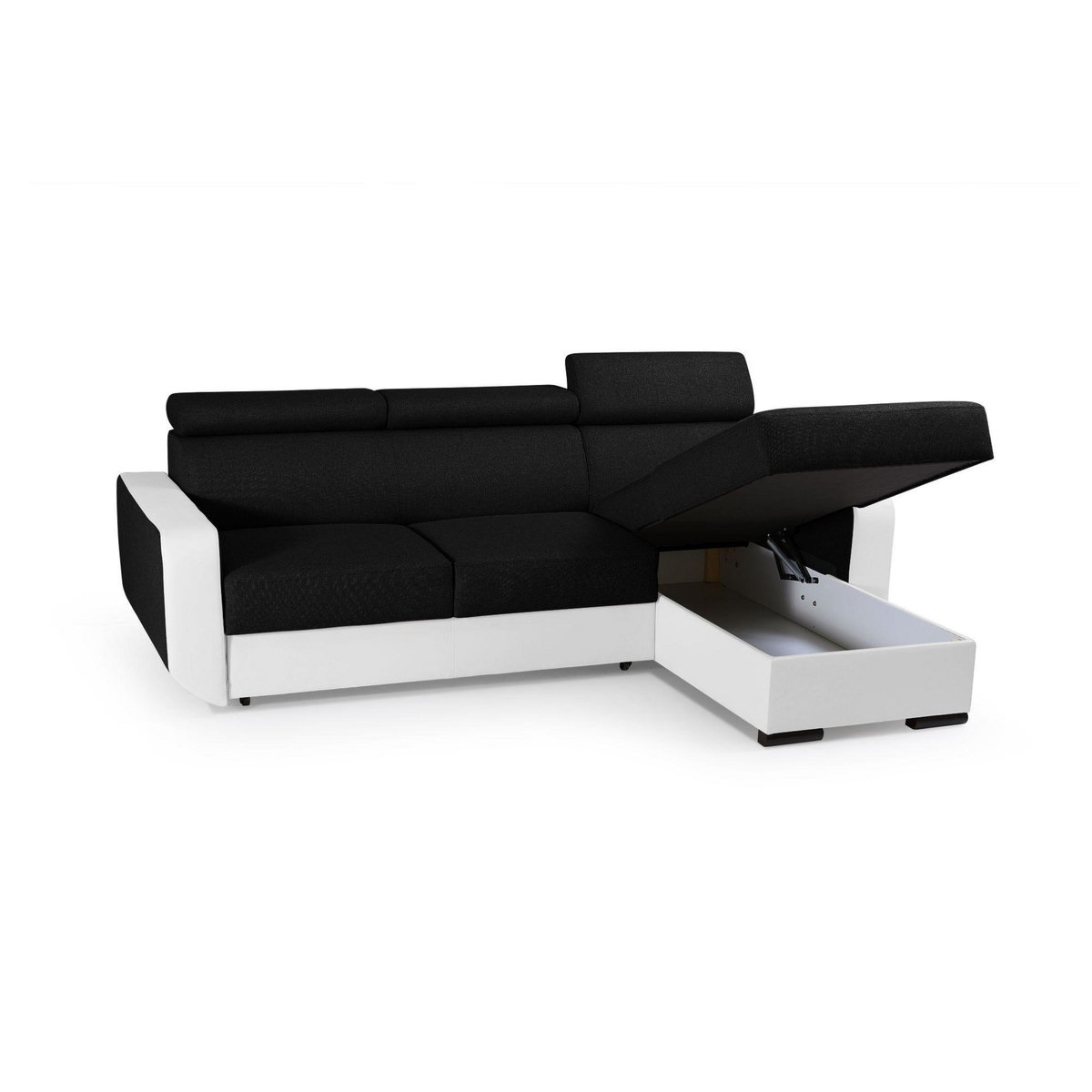 LISA DESIGN Dustin - canapé d'angle réversible - 4 places - convertible avec coffre - têtières réglables