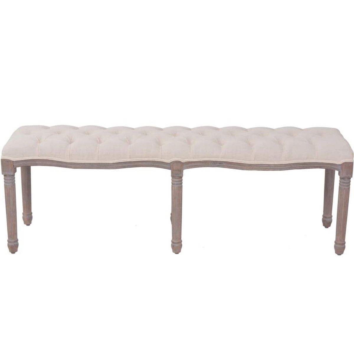 VIDAXL Banc Lin Bois massif 150 x 40 x 48 cm Blanc creme