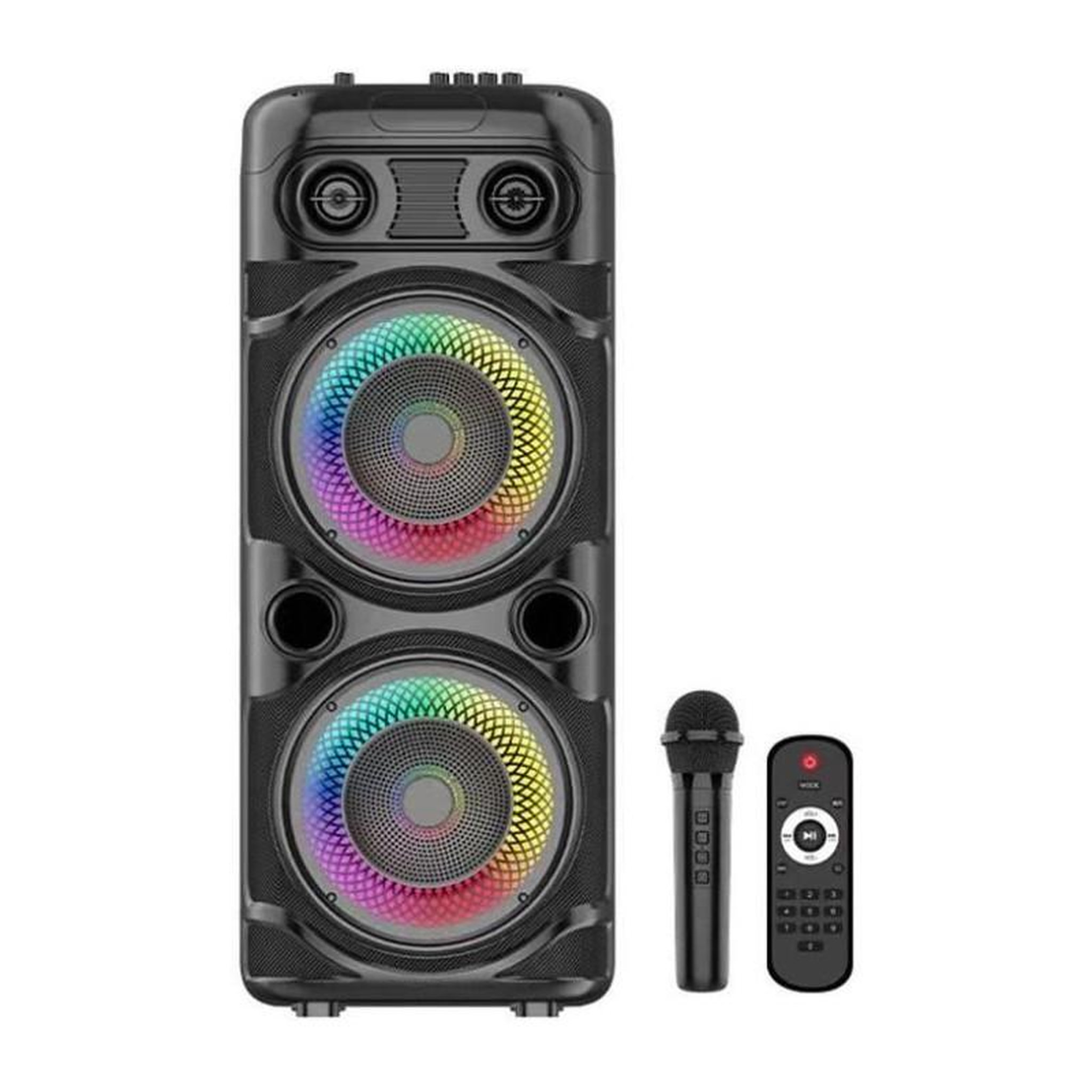Inovalley Enceinte Karaoké lumineuse - INOVALLEY - KA123-XXL - Bluetooth V5.0 - 75 cm - 900 W - Noir