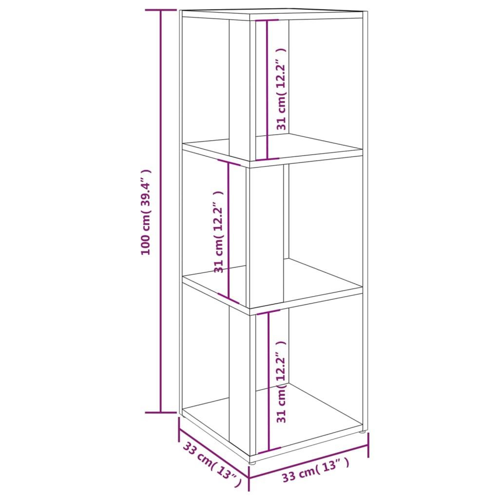 Voir la diapositive 6 : VIDAXL Armoire d'angle Chene fume 33x33x100 cm Bois d'ingenierie