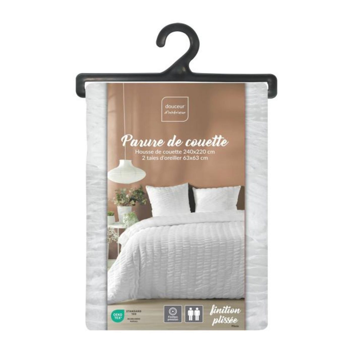 Paris Prix Parure de Lit 3 Pièces  Plissia  240x220cm Blanc