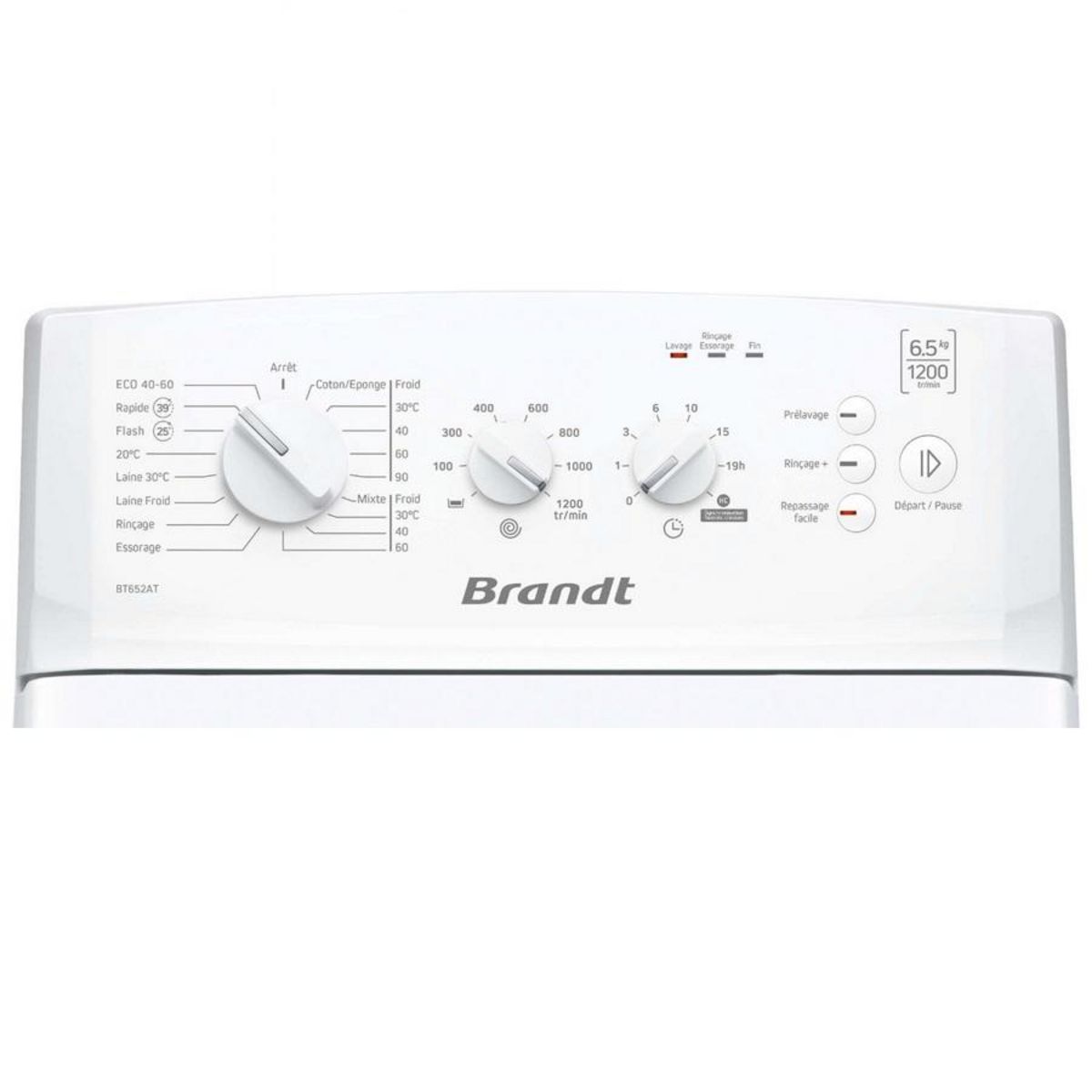 BRANDT Lave-linge top 6.5kg 1200 tours/min - bt652at