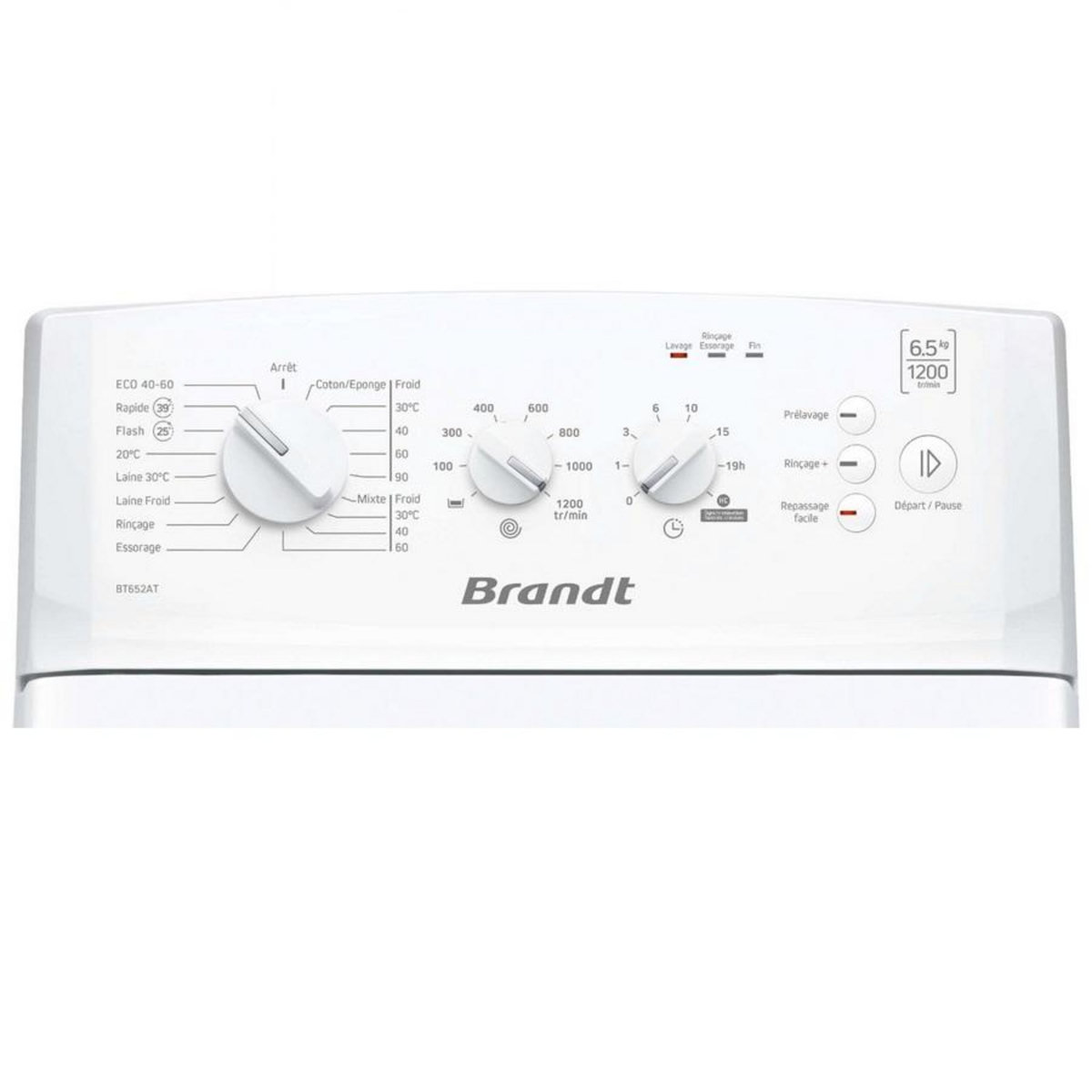 BRANDT Lave-linge top 6.5kg 1200 tours/min - bt652at