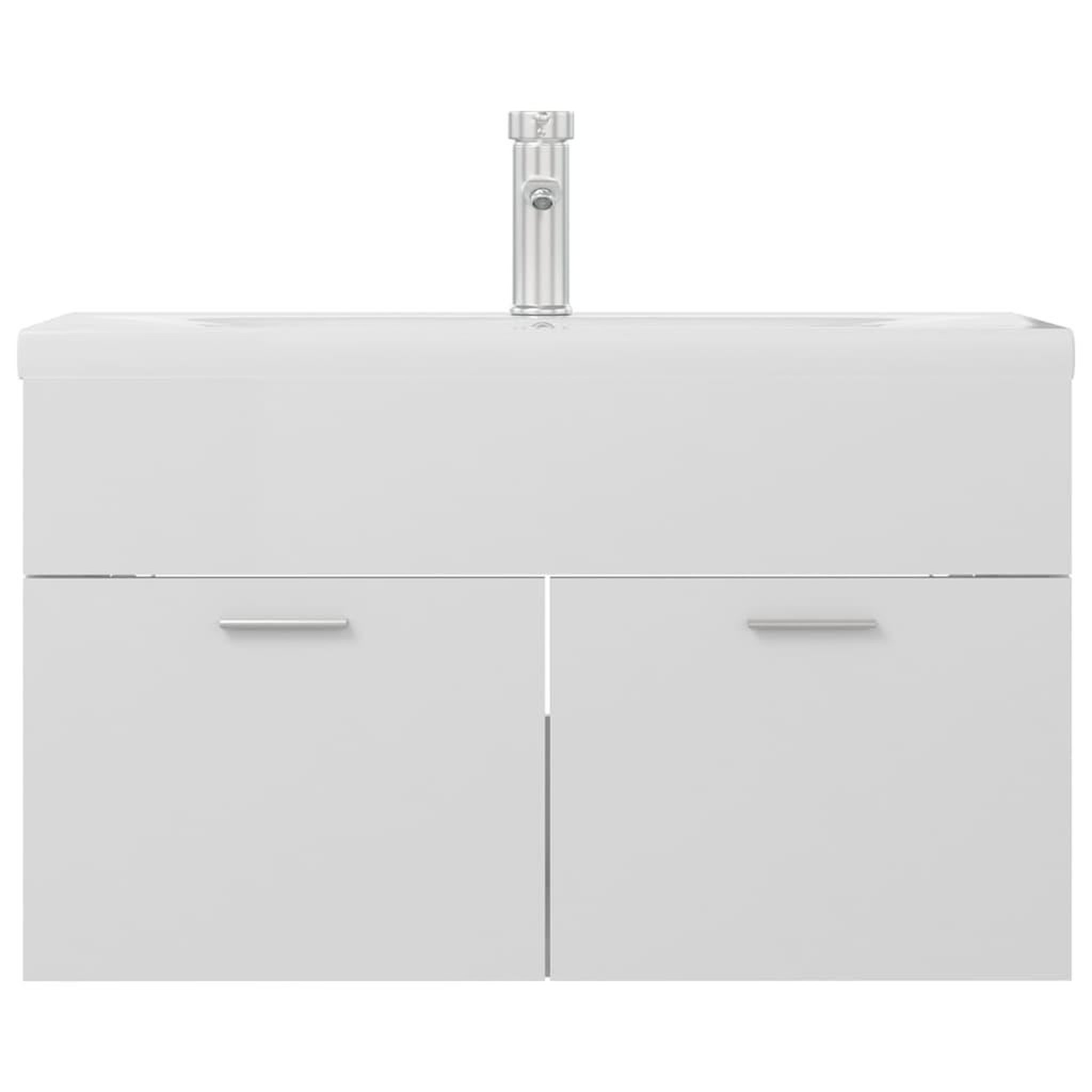 Voir la diapositive 3 : VIDAXL Armoire d'evier avec lavabo integre Blanc brillant Agglomere