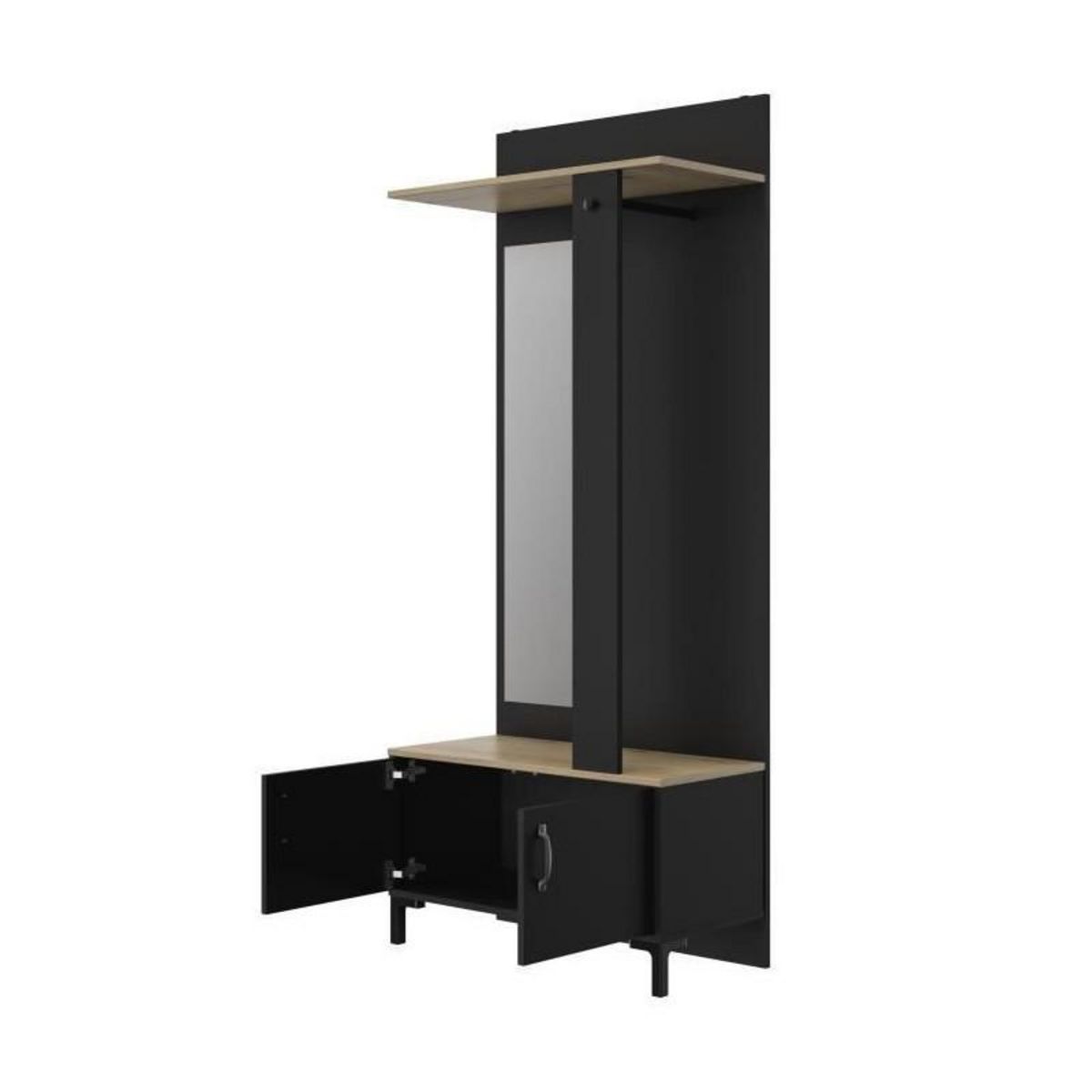 GAMI GAMI Meuble dentree 2 portes -  Made in France - Decor chene sonoma et noir - L 81 x H 190 x P 37 cm - STORE