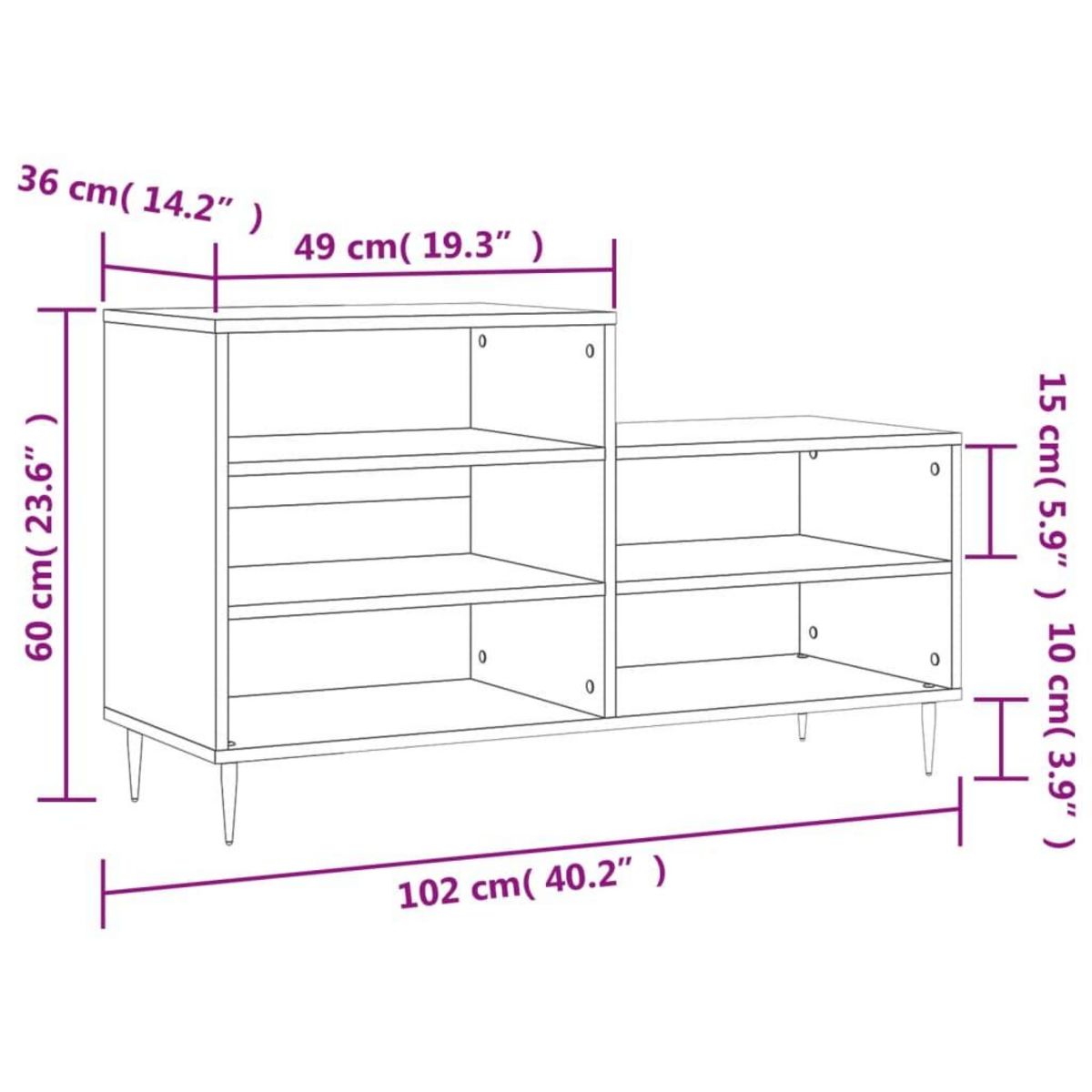 VIDAXL Armoire a chaussures Blanc 102x36x60 cm Bois d'ingenierie