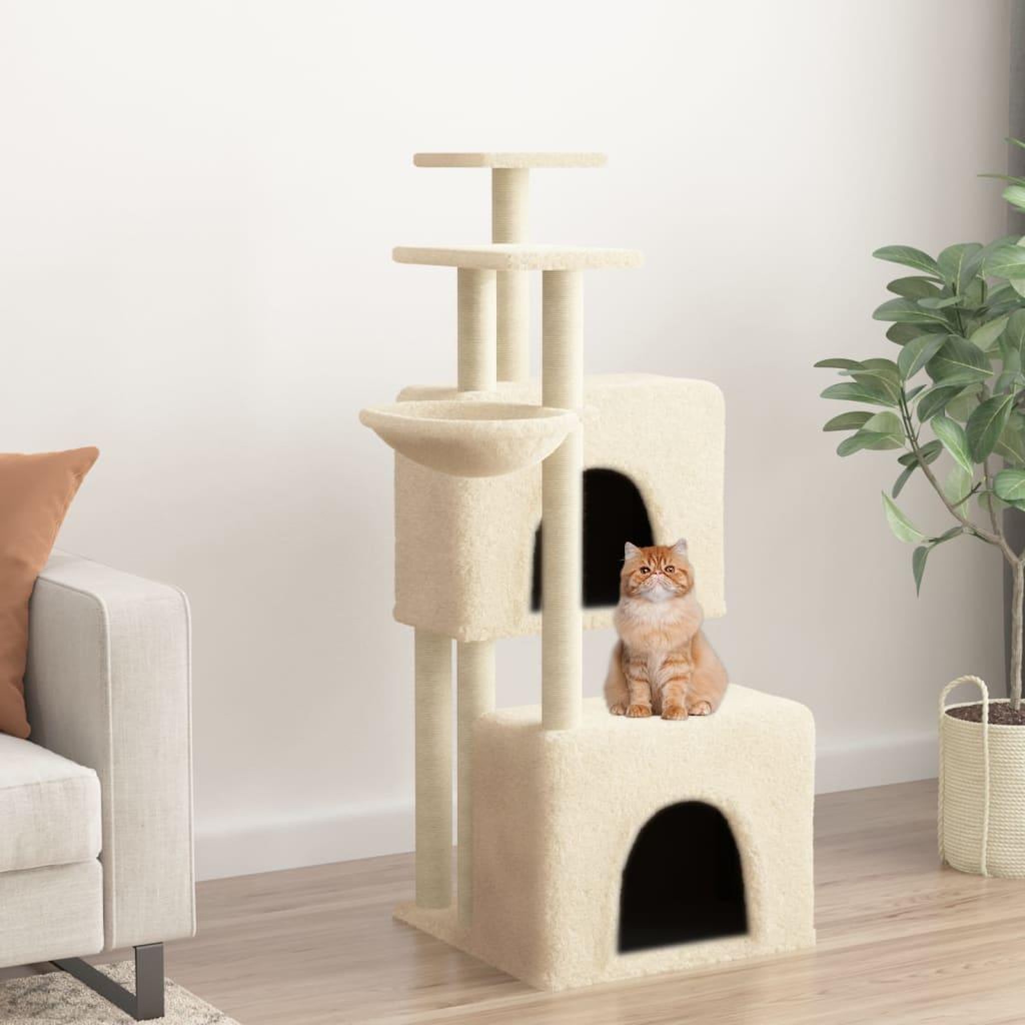 VIDAXL Arbre a chat avec griffoirs en sisal creme 122 cm