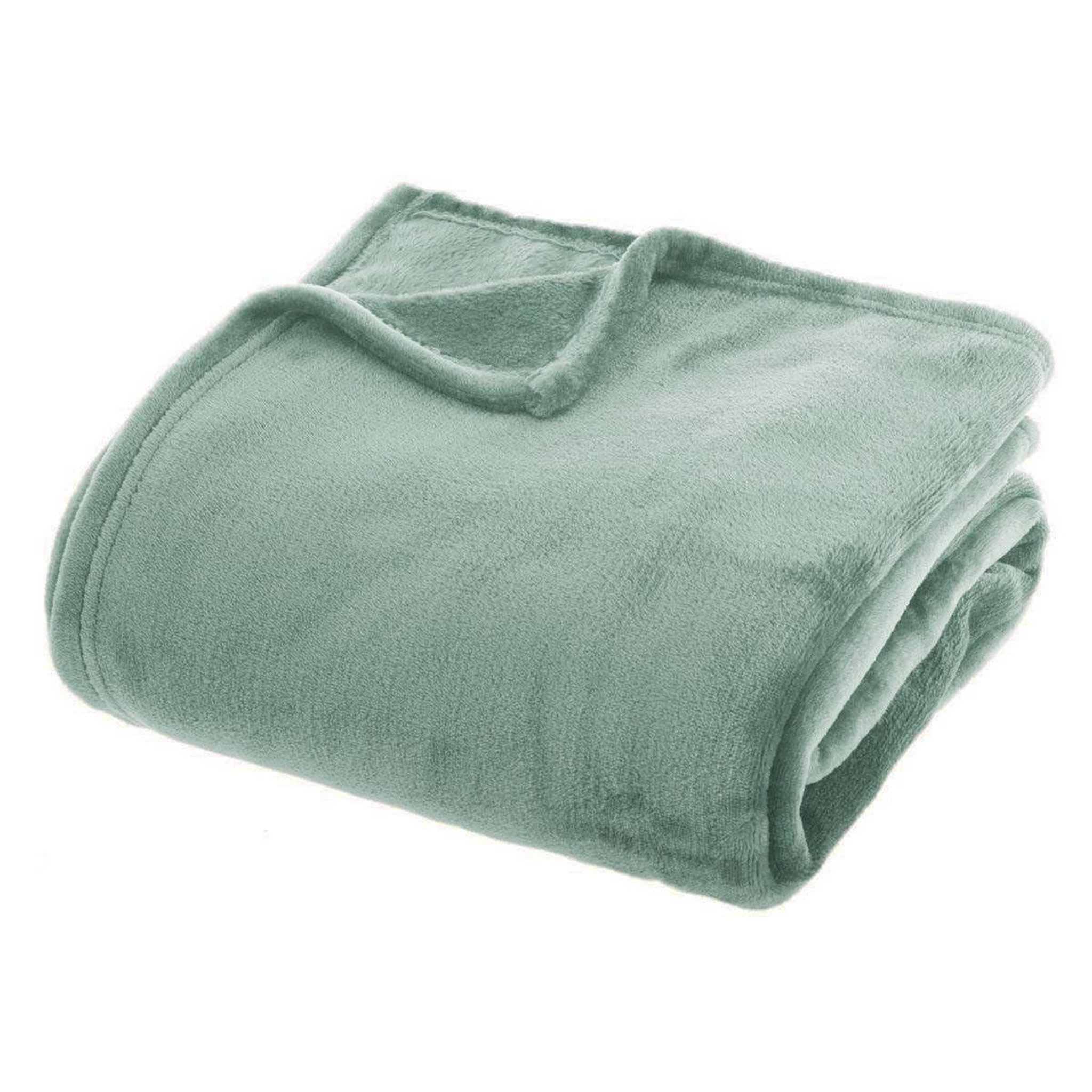 ATMOSPHERA Plaid en flanelle uni  ollis  180x230cm vert céladon