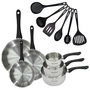 Voir la diapositive 1 : Fackelmann Set 3 poêles 20 24 et 28 cm 3 casseroles 12 16 et 20 cm en inox et 6 ustensiles Fackelmann Geneva