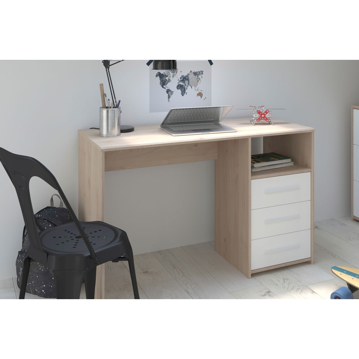 Bureau enfant/junior  3 tiroirs L120cm NORWAY