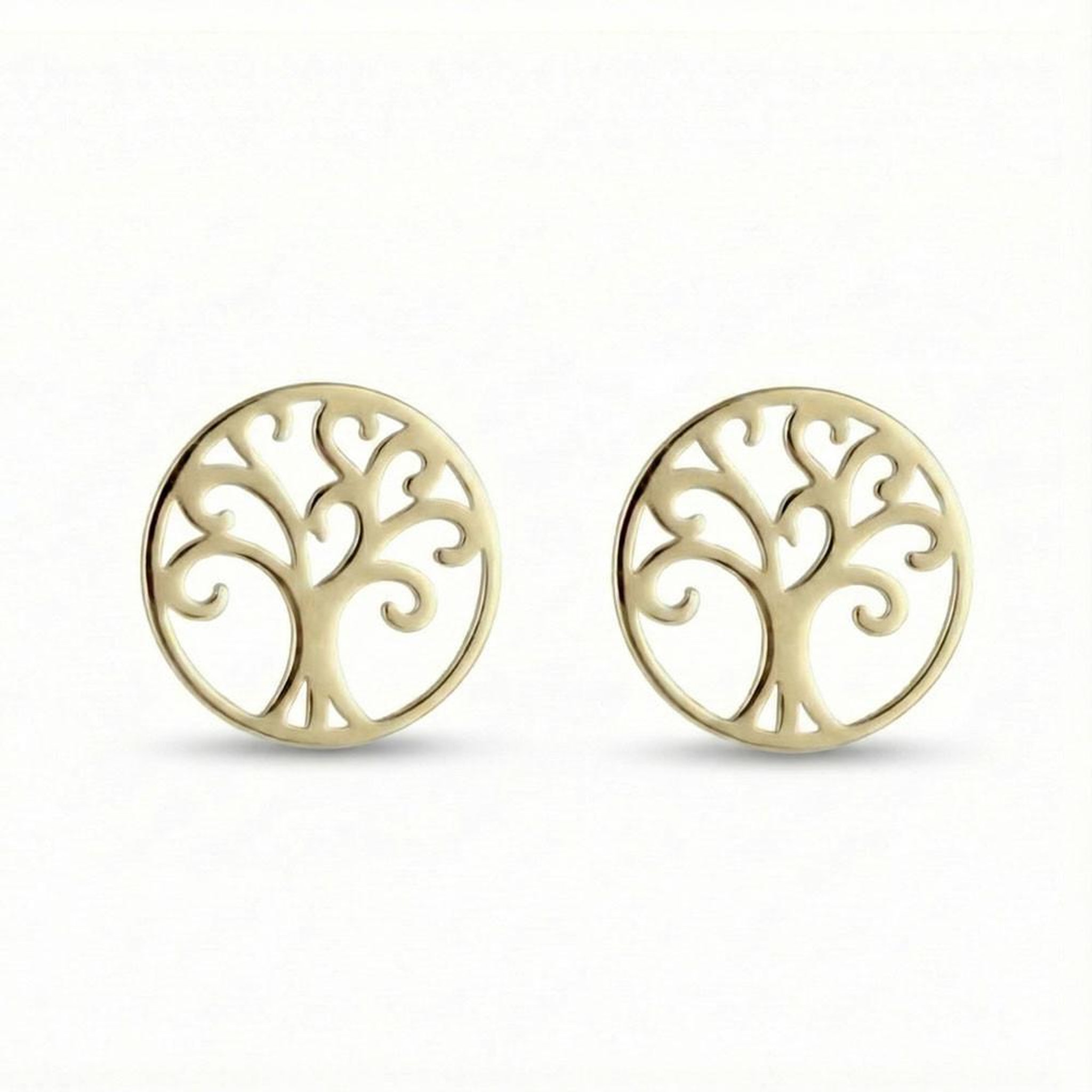 L'ATELIER D'AZUR Boucles d'Oreilles Or Jaune - Puces Motif Arbre de Vie