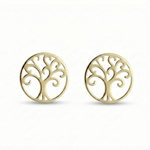 L'ATELIER D'AZUR Boucles d'Oreilles Or Jaune - Puces Motif Arbre de Vie