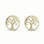 Voir la diapositive 1 : L'ATELIER D'AZUR Boucles d'Oreilles Or Jaune - Puces Motif Arbre de Vie