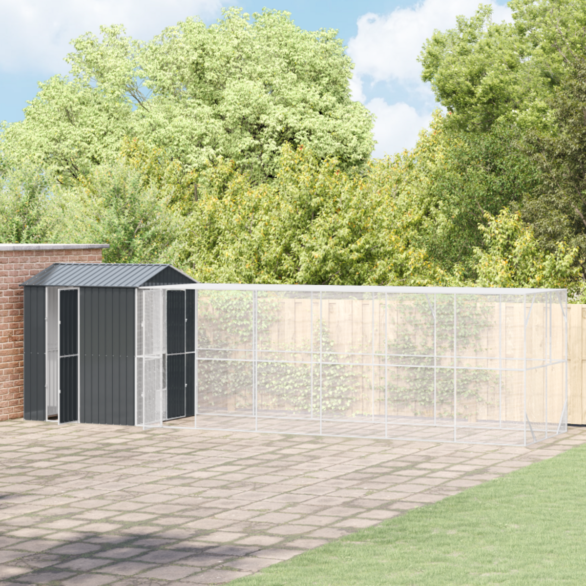 VIDAXL Aviary pour oiseaux avec extension anthracite 210x817x247 cm en acier