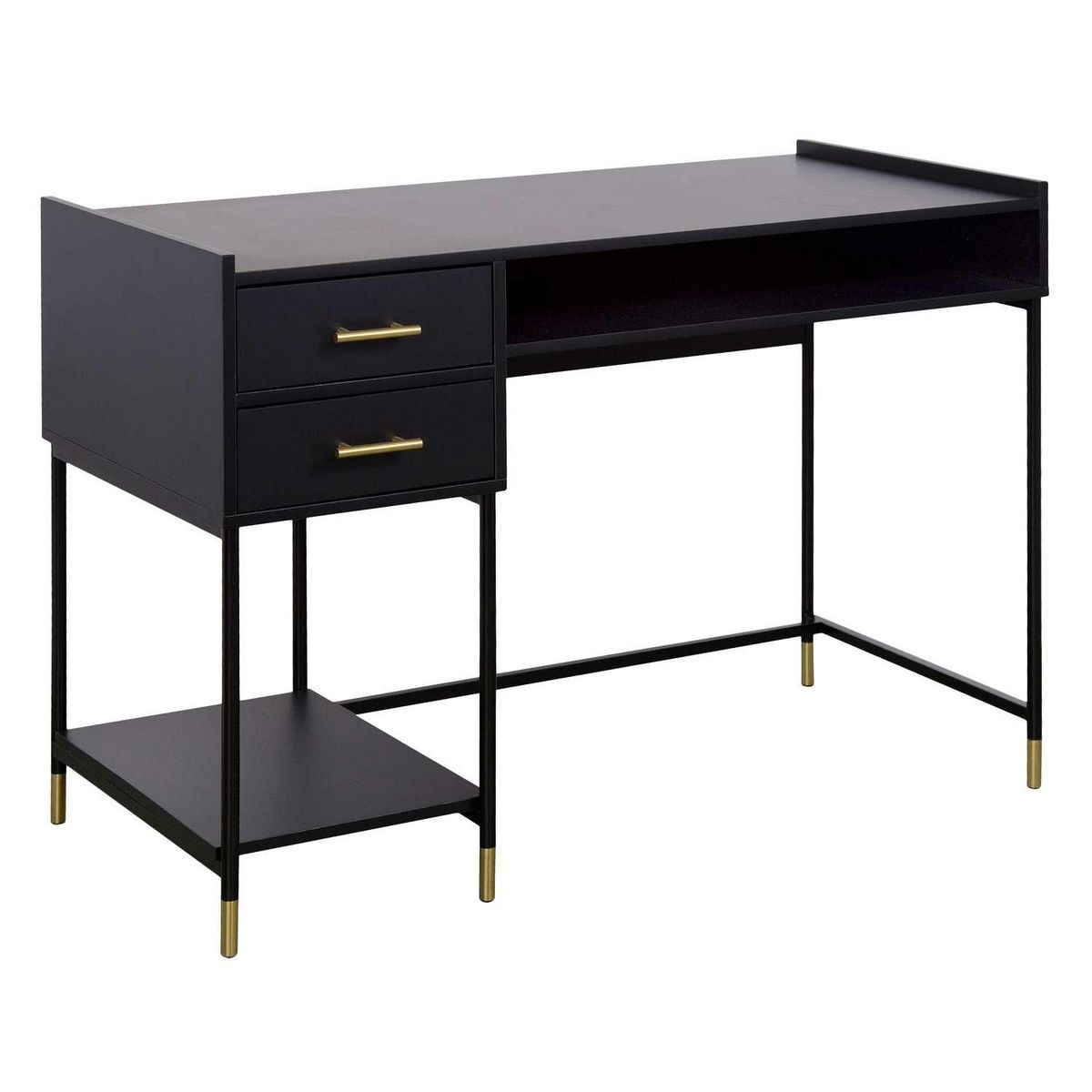 ATMOSPHERA Bureau 2 tiroirs en bois TEDY - Noir