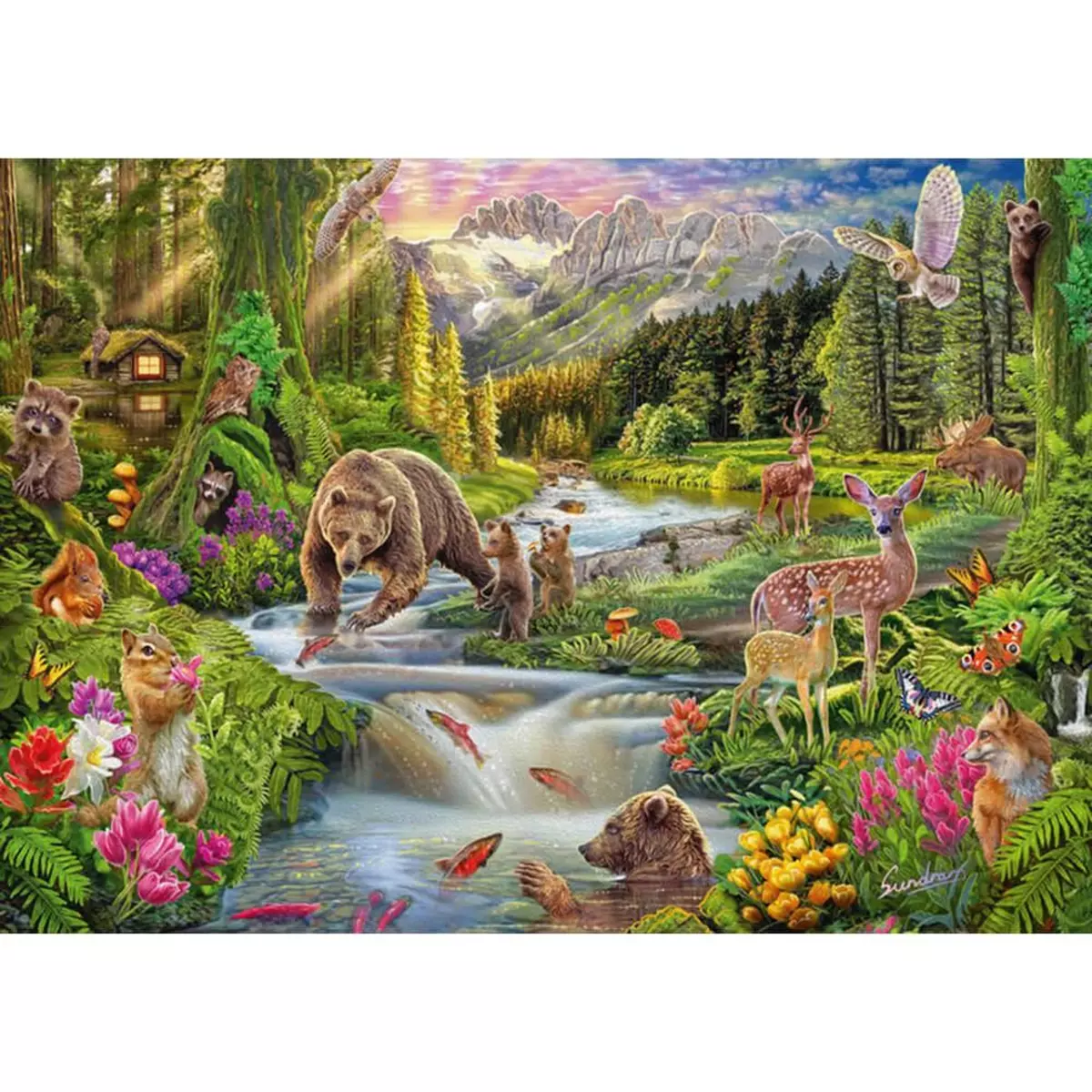 Schmidt Puzzle 1000 pièces : Animaux sauvages à l'orée du bois