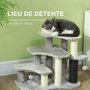 Voir la diapositive 6 : PAWHUT Arbre à chat 3 marches 3 griffoirs bande massante 2 jeux boules peluche gris clair