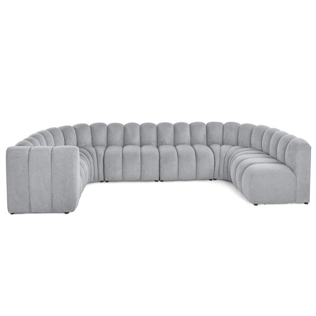 LISA DESIGN Debbie - canapé modulable panoramique d'angle droit 7 places en tissu texturé
