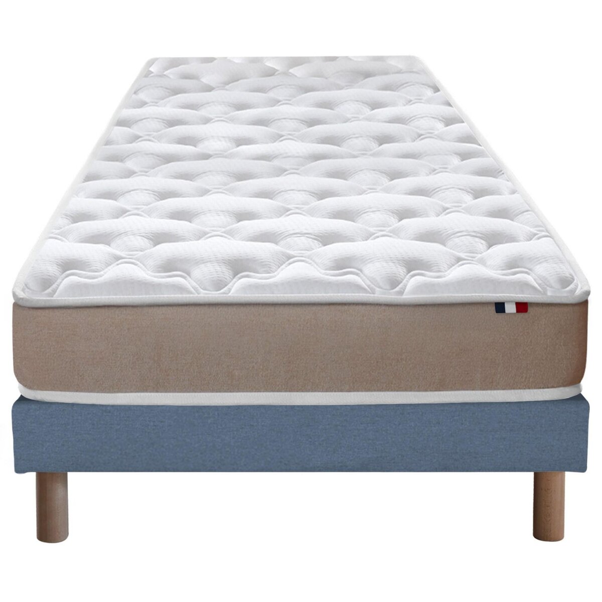 IDLITERIE Ensemble Matelas Mousse Haute Résilience ESSENCE + Latex 3 zones +Sommier - Made in France