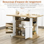 Voir la diapositive 6 : HOMCOM Table à manger ilot central cuisine 4-6 personnes blanc naturel