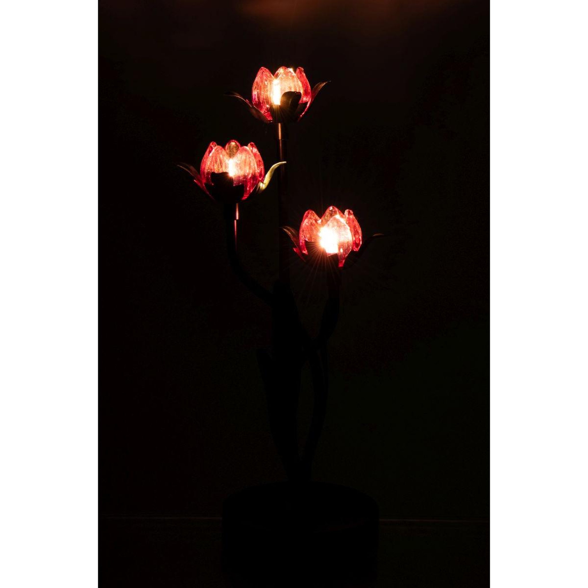 Voir la diapositive 4 : J-LINE Lampe à poser à led  fleur  36cm noir & rose