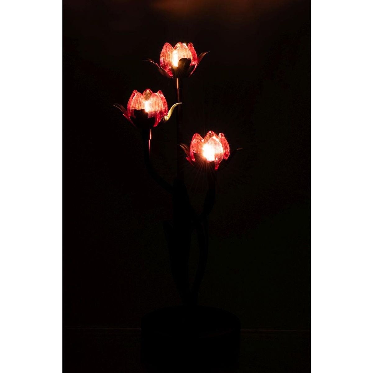Paris Prix Lampe à Poser à LED  Fleur  36cm Noir & Rose