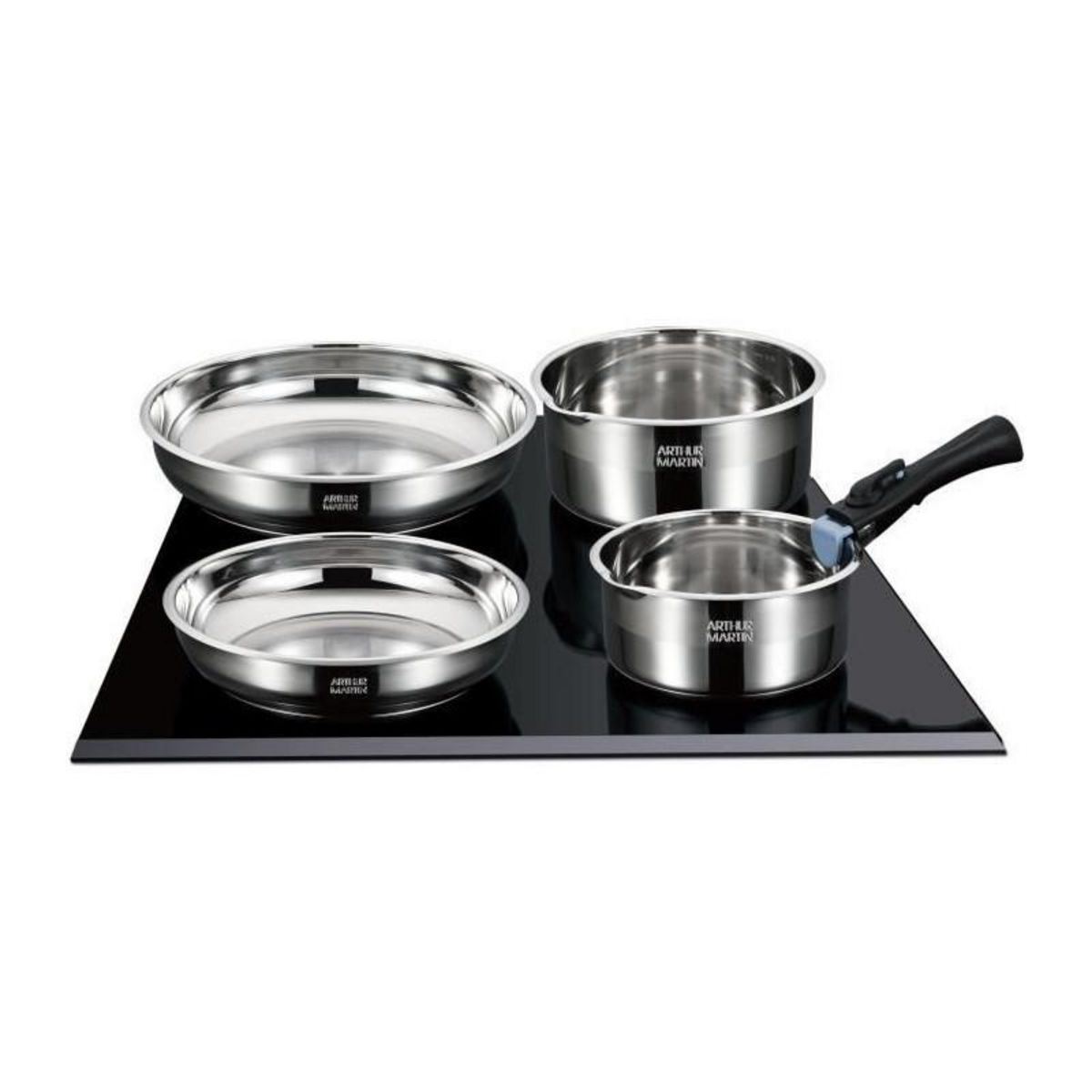 Arthur Martin Batterie de cuisine induction - Arthur Martin - AM2238 - Acier inoxydable - 10 pieces - Poignée amovible - Tous feux dont induc