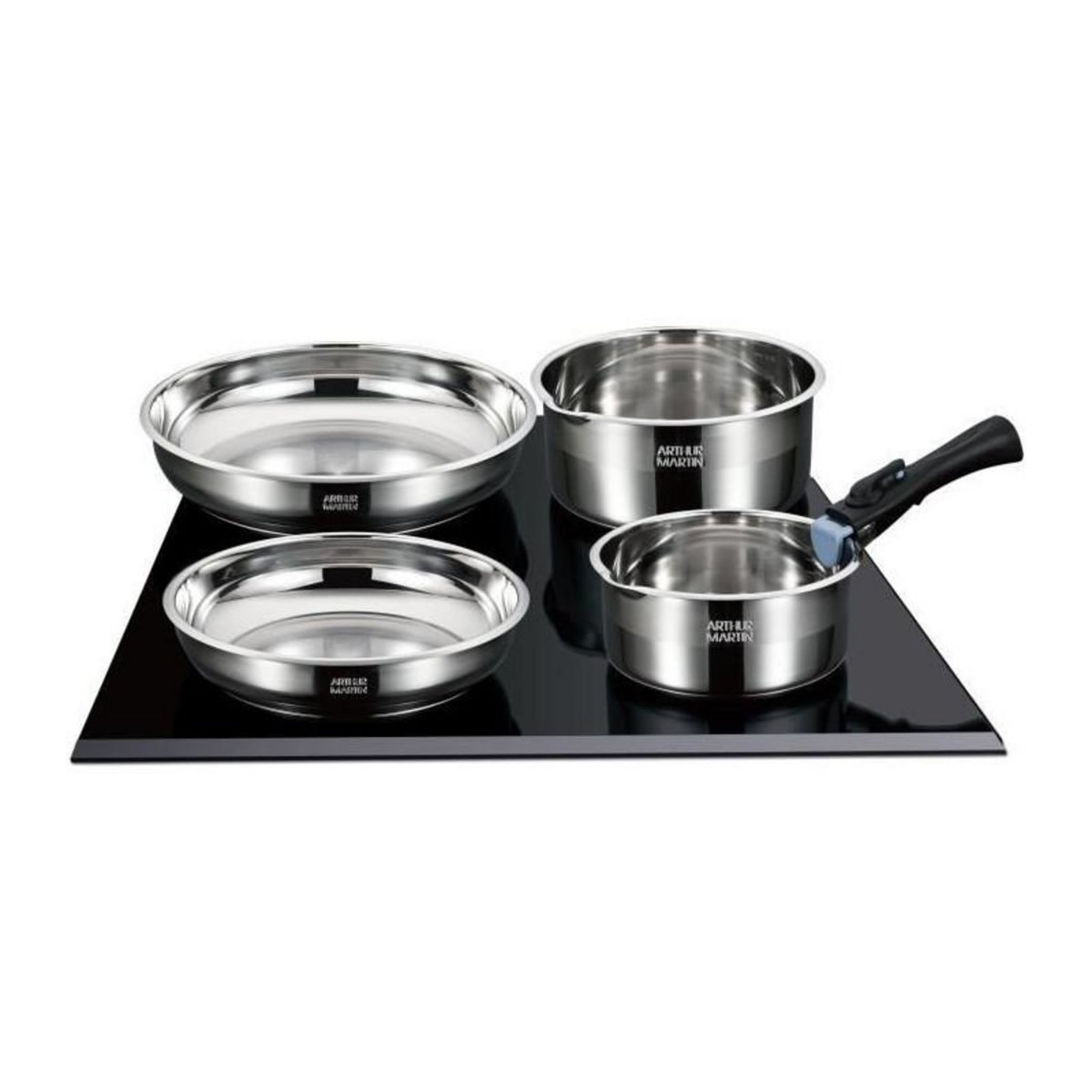 Arthur Martin Batterie de cuisine induction - Arthur Martin - AM2238 - Acier inoxydable - 10 pieces - Poignée amovible - Tous feux dont induc