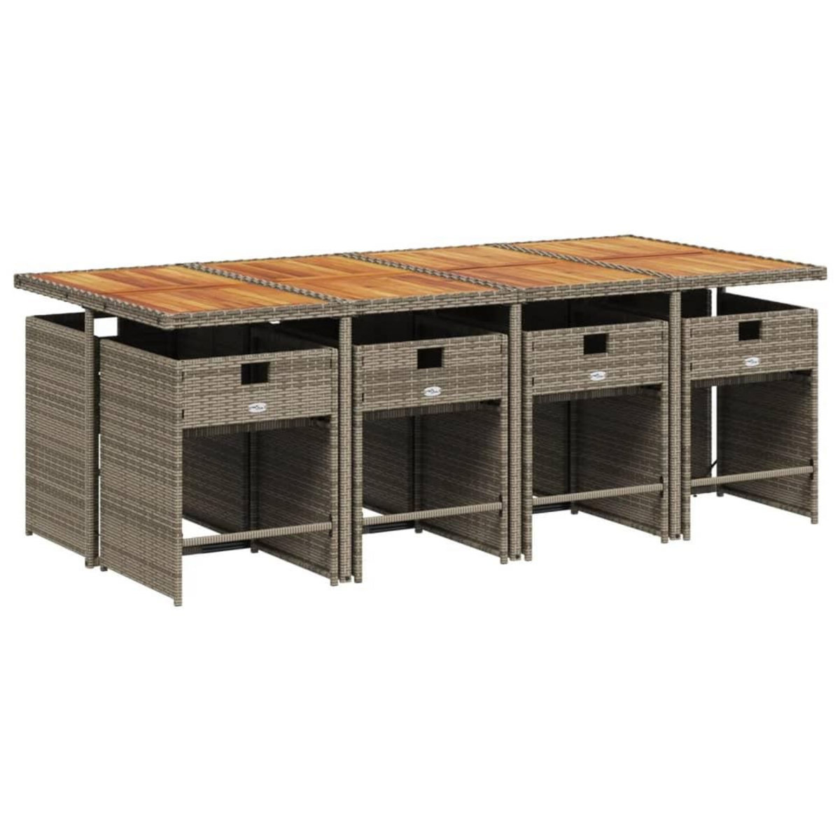 VIDAXL Ensemble a manger de jardin 9 pcs coussins gris resine tressee