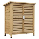 OUTSUNNY Armoire de jardin abri jardin remise pour outils sur pied dim. 87L x 46l x 96H cm étagère portes persiennes toit bitumé bois sapin autoclave vert