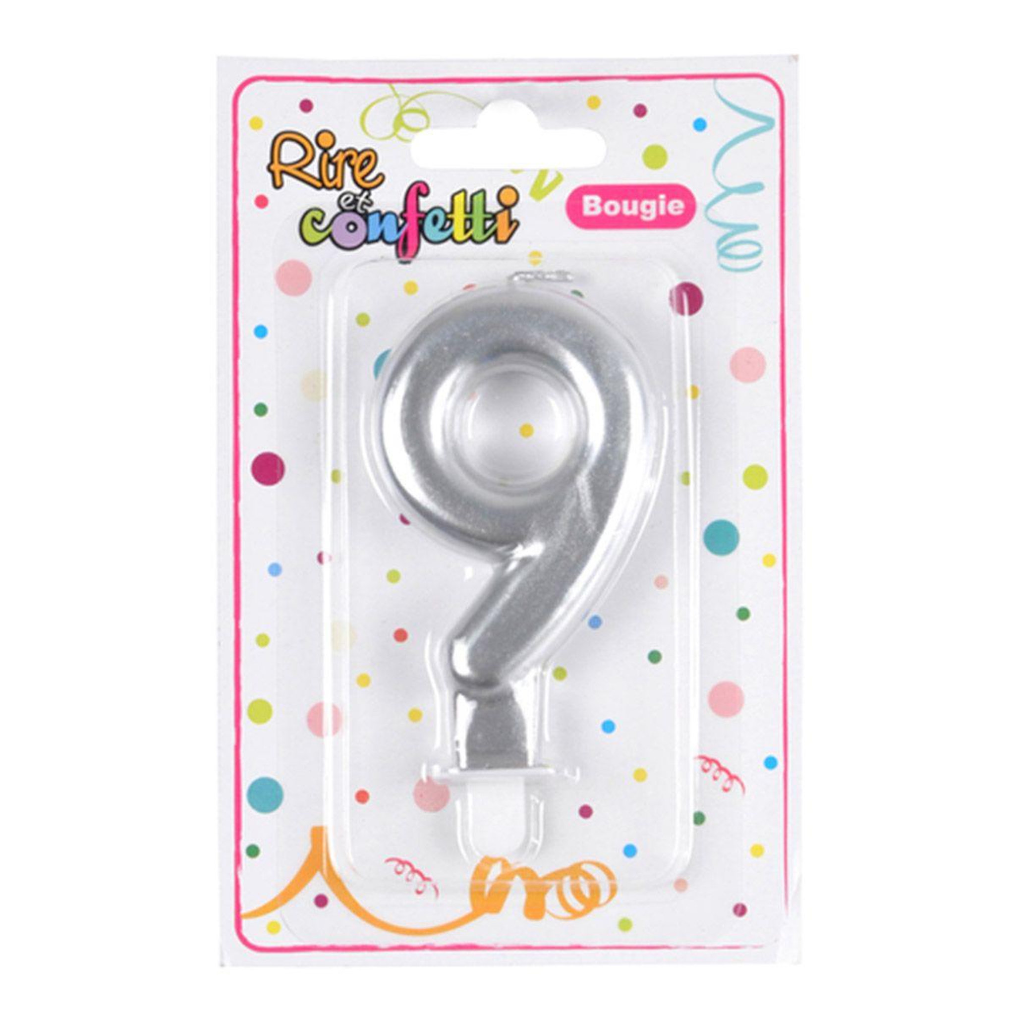 Voir la diapositive 2 : HOMEA Bougie d'Anniversaire  Chiffre 9  7cm Argent