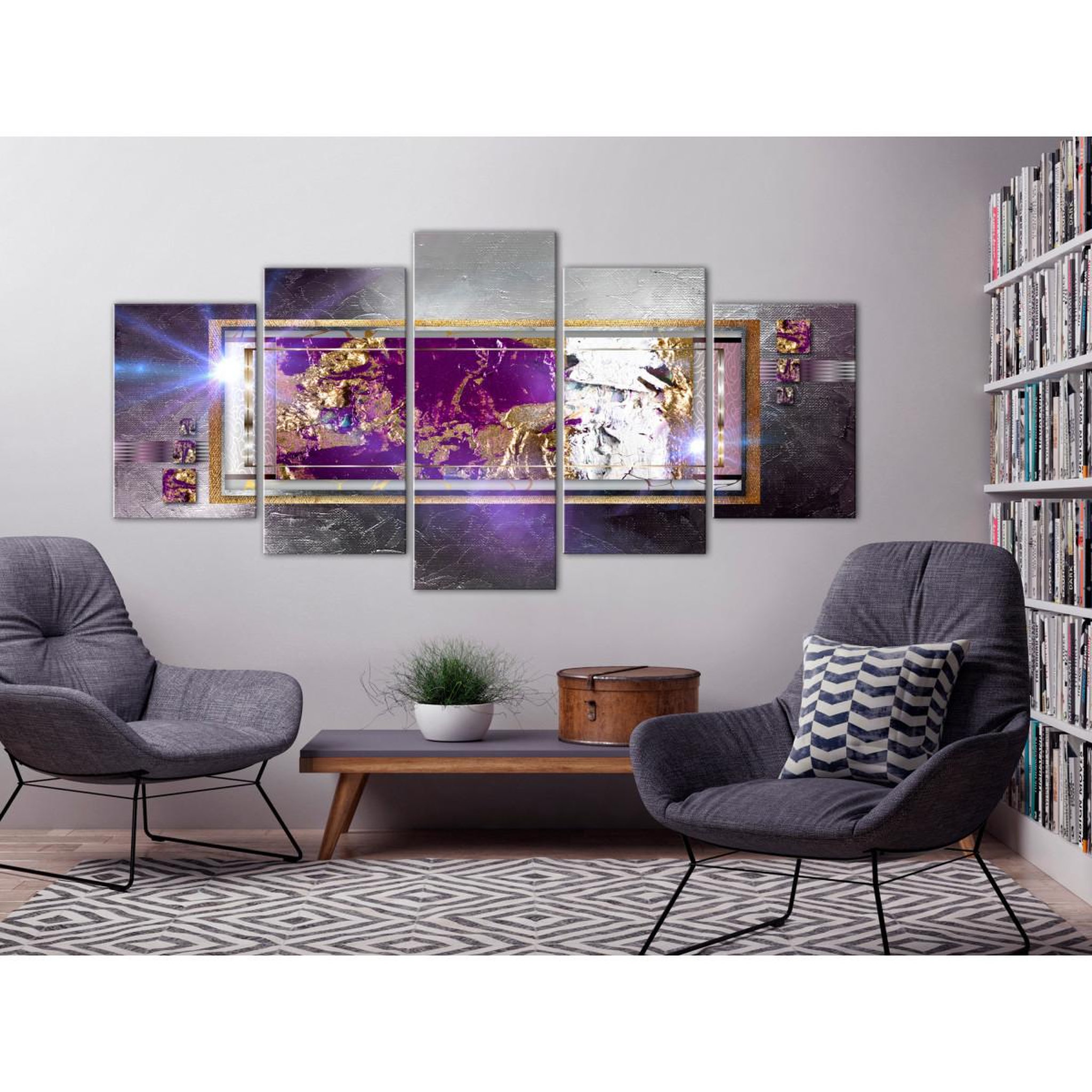 Voir la diapositive 2 : Paris Prix Tableau Imprimé 5 Panneaux  Golden Reflection Wide