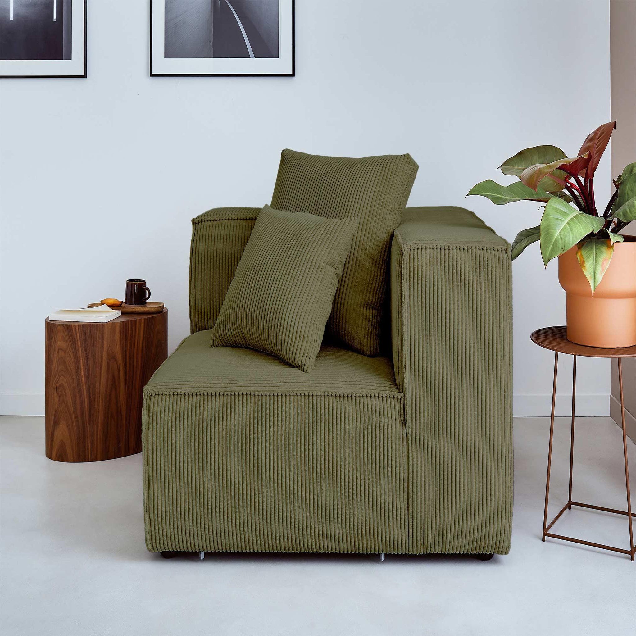 Voir la diapositive 2 : LISA DESIGN Colombine - module d'assise d'angle réversible - en velours côtelé