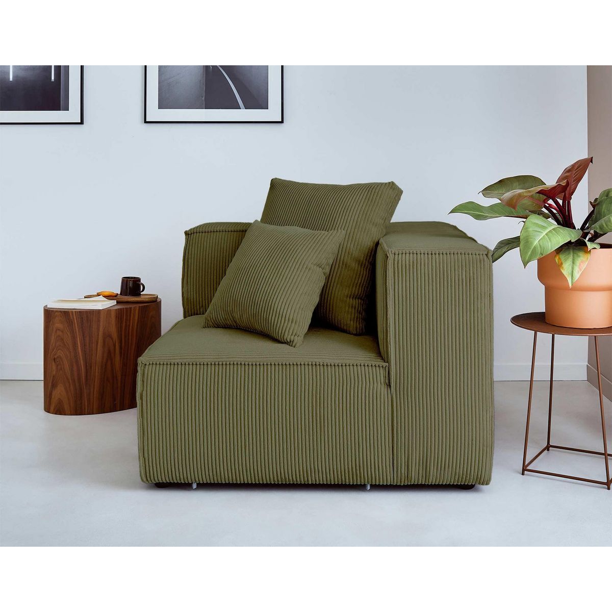 LISA DESIGN Colombine - module d'assise d'angle réversible - en velours côtelé