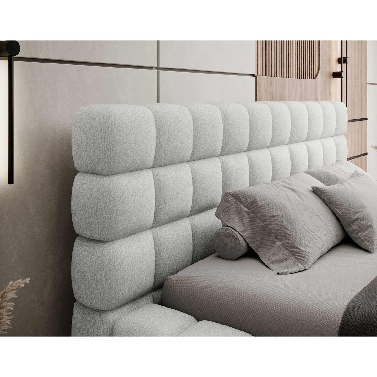 BEST MOBILIER Kingston - lit coffre - 140x200 - sommier inclus - en tissu bouclette