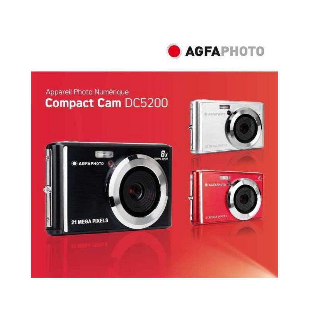 AGFA PHOTO AGFA PHOTO - Appareil Photo Numerique Compact Cam DC5200 - Rouge