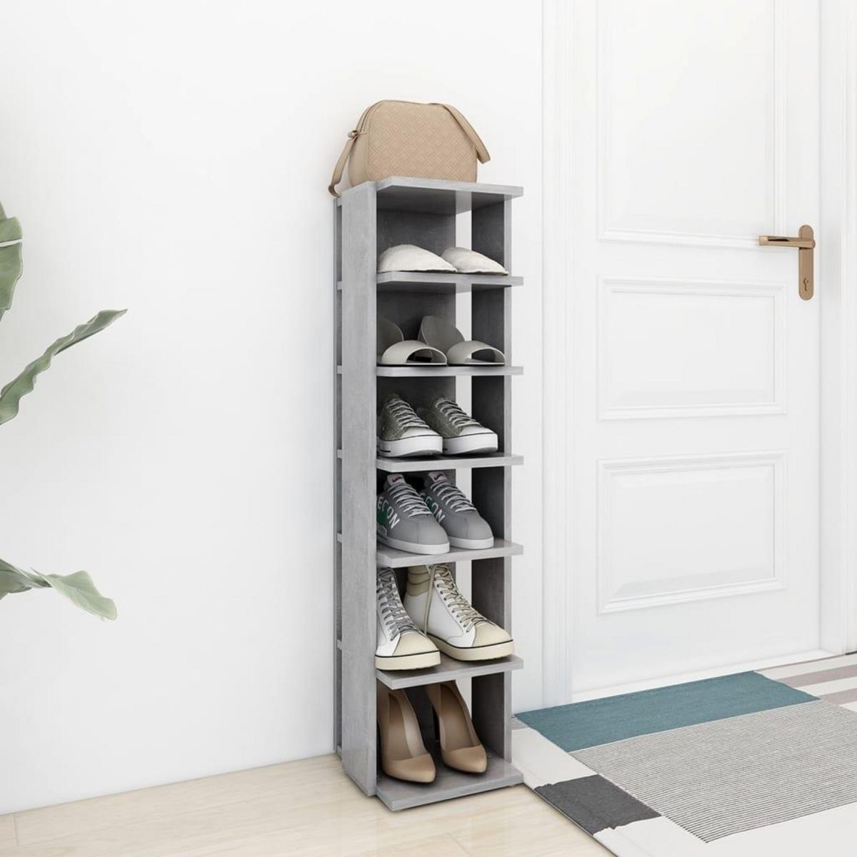 VIDAXL Armoire a chaussures Gris beton 27,5x27x102cm Bois d'ingenierie