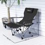 Voir la diapositive 3 : OUTSUNNY Chaise de camping pliante - repose-pied amovible, rangements - sac transport - noir