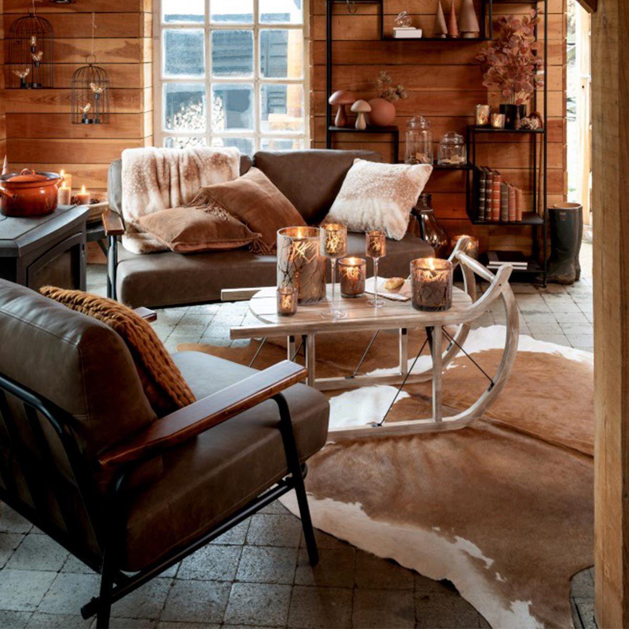Voir la diapositive 5 : J-LINE Plaid déco  chevreuil  130x175cm naturel