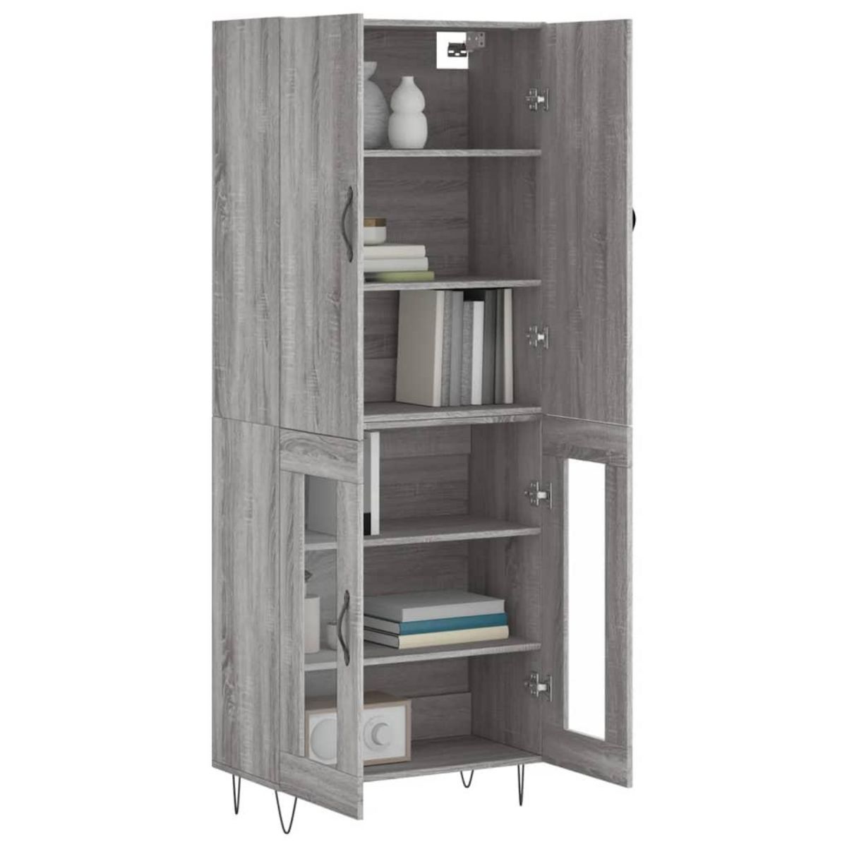 VIDAXL Buffet haut Sonoma gris 69,5x34x180 cm Bois d'ingenierie