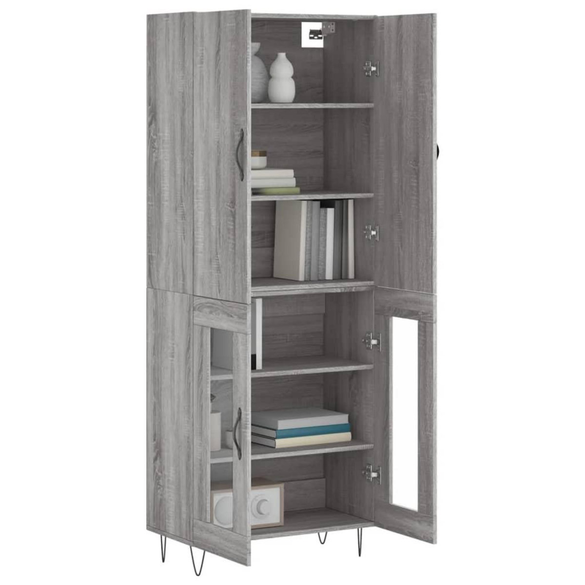 VIDAXL Buffet haut Sonoma gris 69,5x34x180 cm Bois d'ingenierie