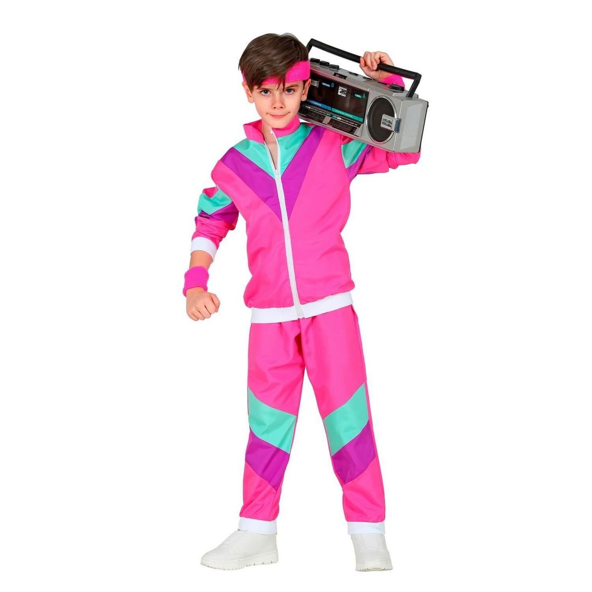 WIDMANN Déguisement jogging rose années 80 - Enfant - 5/7 ans (110 à 122 cm)