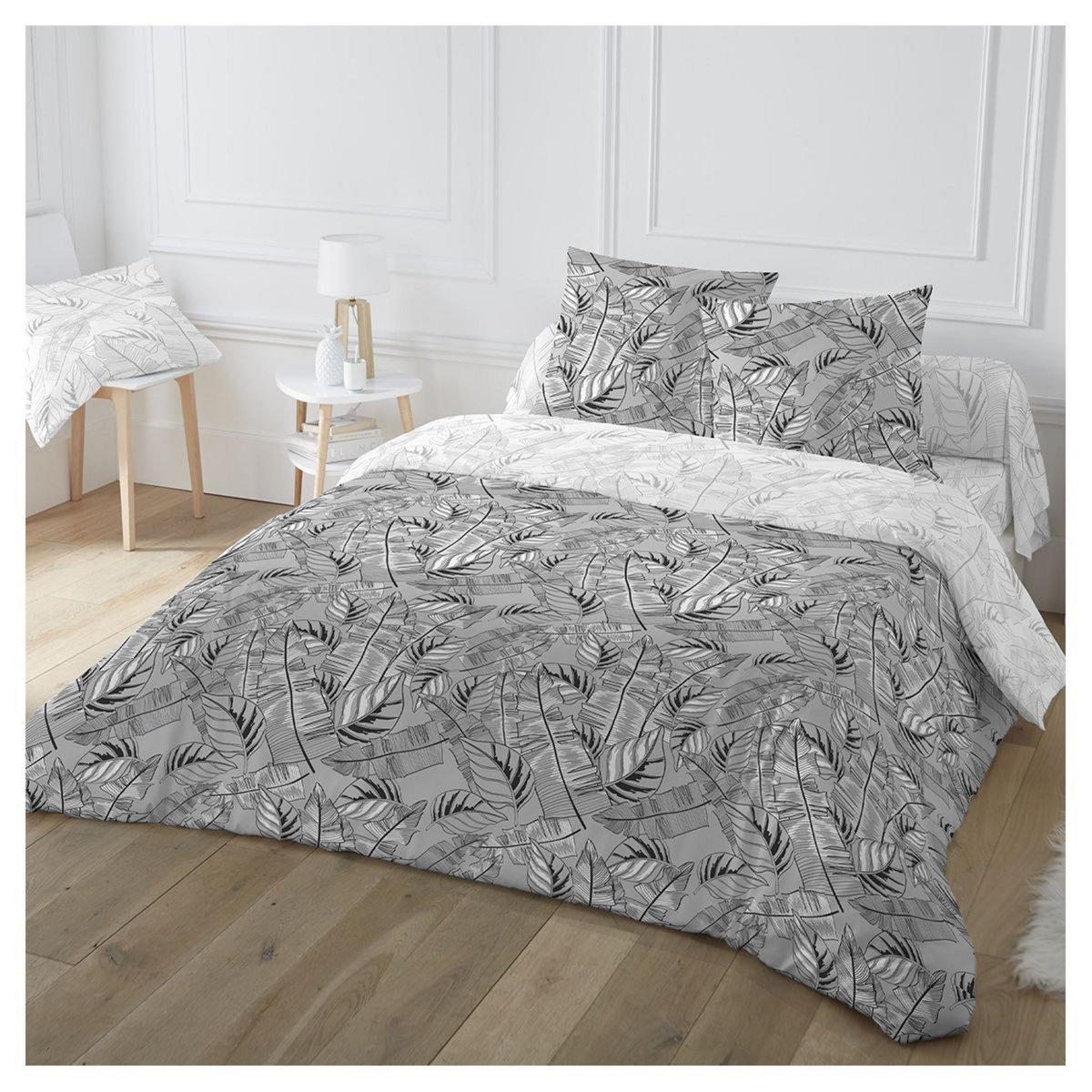 Parure housse de couette en polycoton 49 fils motif tropical BARRY