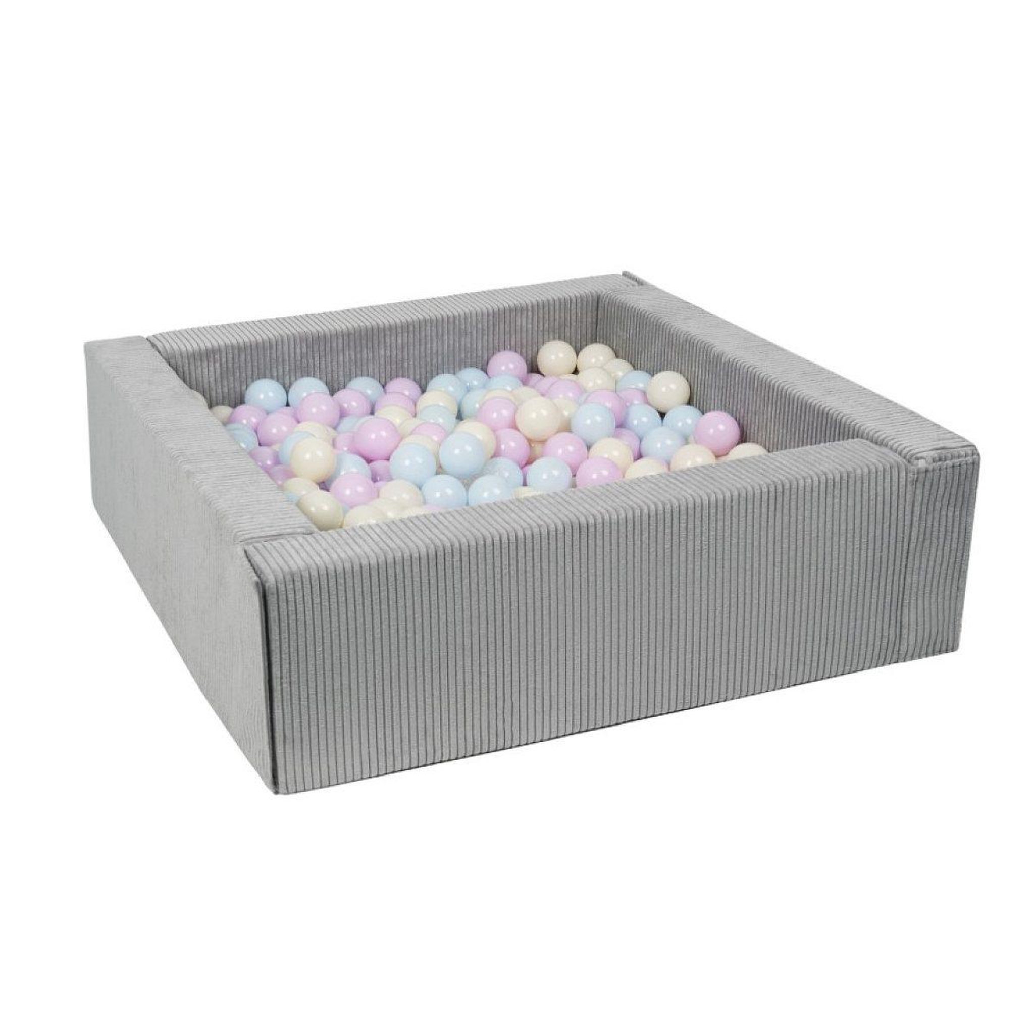 VELINDA Piscine à balles carrée 300 balles - rose bleu jaune pastel