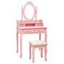 Voir la diapositive 1 : VIDAXL Ensemble de coiffeuse avec tabouret Rose 75x69x140 cm Paulownia